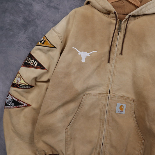 00s Tan Brown Carhartt Texas Longhorns Hooded Jacket 5904