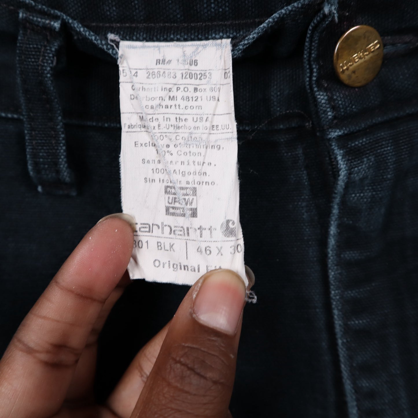 90s Faded Black Carhartt Double Knee Carpenter Work Pants 5053