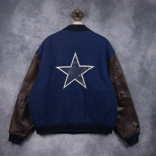 90s Navy Blue Dallas Cowboys GIII Carl Banks Varsity Jacket 6508