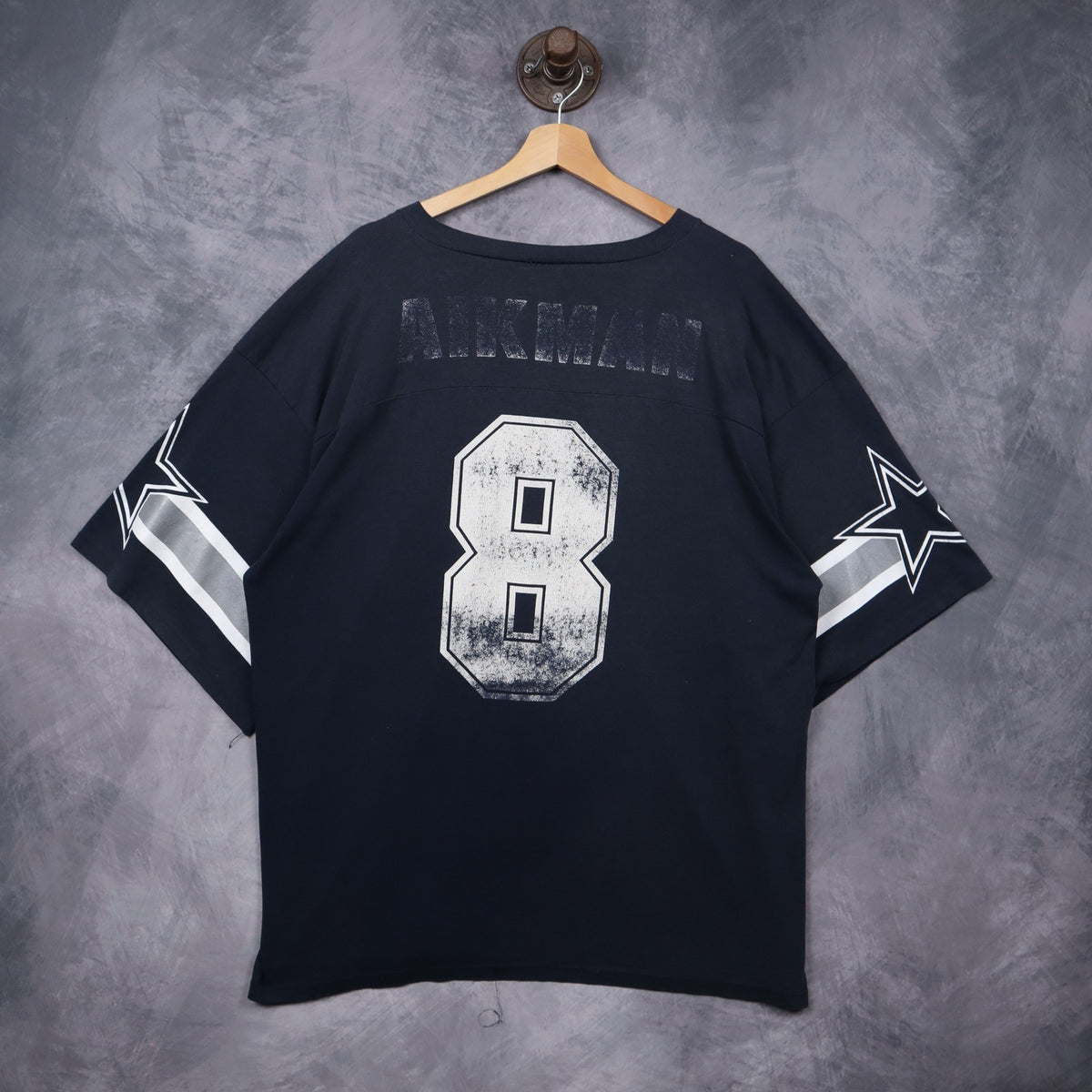 90s Navy Blue Dallas Cowboys Troy Aikman #8 Jersey Shirt 6650