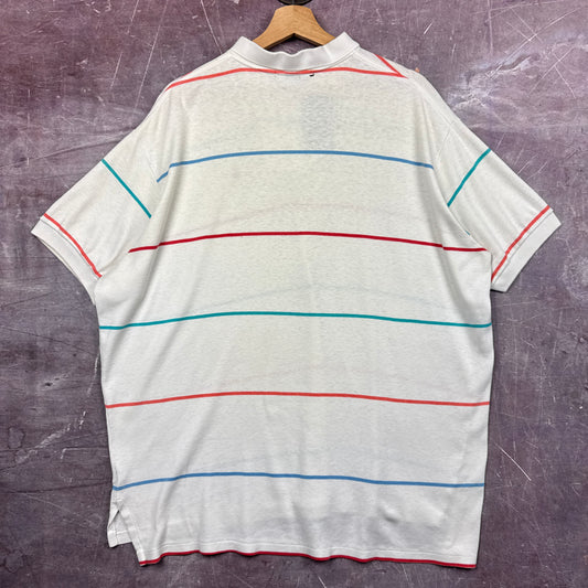 90s White Striped Polo Ralph Lauren Shirt 3619