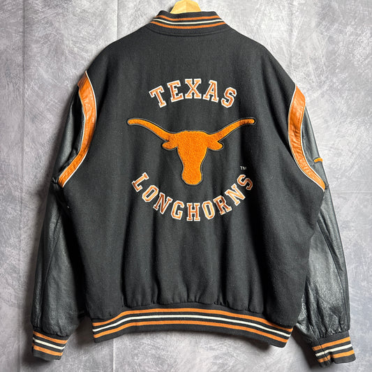 90s Black Jeff Hamilton Texas Longhorns Reversible Varsity Jacket 4455