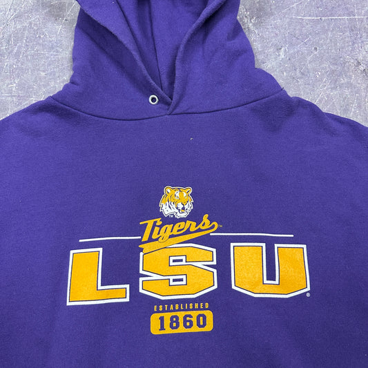 Early 00s Purple LSU Tigers Graphic Hoodie L AA74