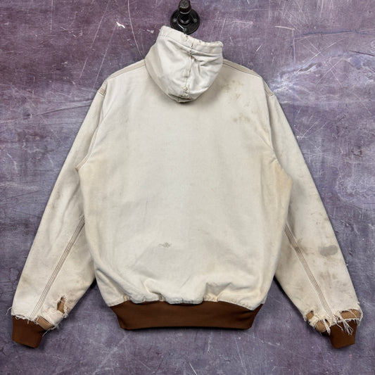 90s Tan Brown Carhartt Hooded Active Jacket L 2349