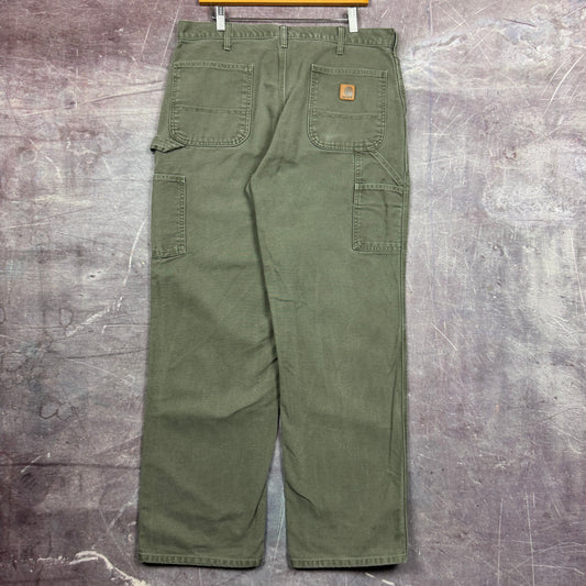 Early 00s Olive Green Carhartt Carpenter Work Pants 35x31 2458