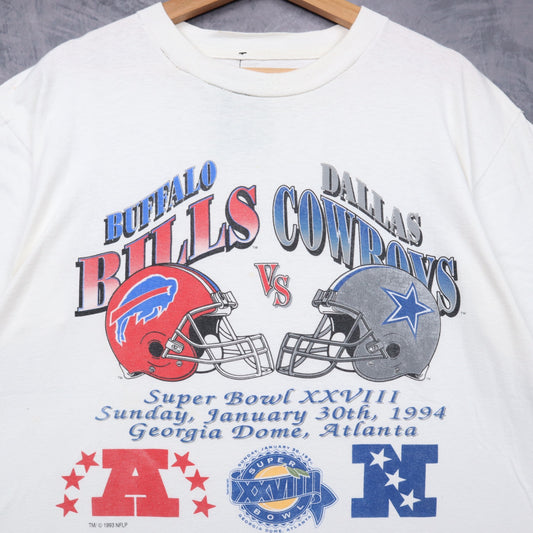 1994 White Super Bowl XXVIII Bills vs Cowboys Shirt 6695