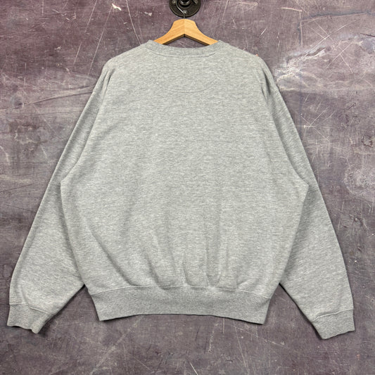 Early 00s Light Grey Nike Montana Center Swoosh Crewneck Sweatshirt XL 1933