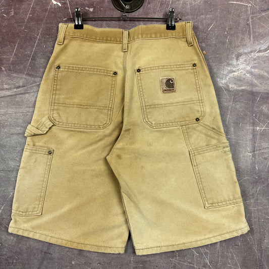 90s Tan Brown Baggy Carhartt Double Knee Carpenter Work Shorts 28x9 2760