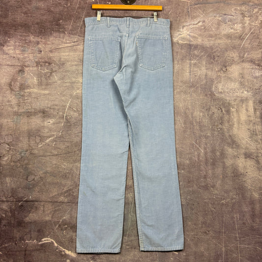 70s Baby Blue White Tab Corduroy Levi's Pants 33x33 0816