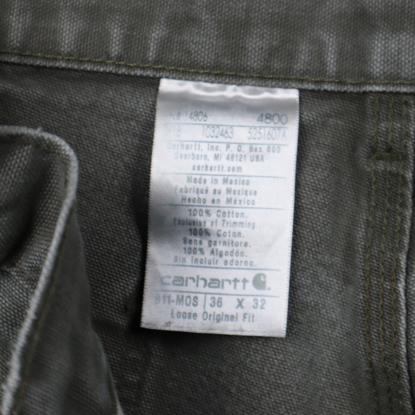 Early 2000s Moss Green Carhartt Loose Original Fit Carpenter Pants 5239