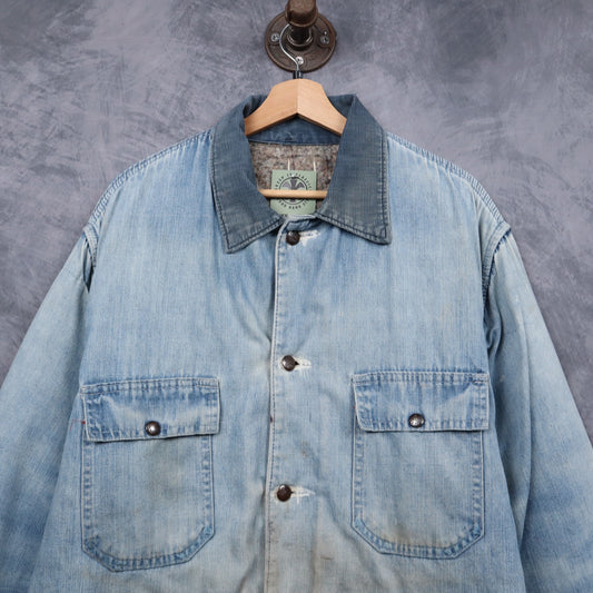 70s Faded Blue Big Mac Blanket Lined Denim Chore Jacket 5090