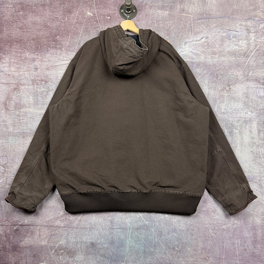 00s Mocha Brown Carhartt Hooded Active Thinsulate Work Jacket XXL 2356