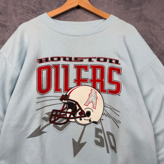 90s Light Blue Houston Oilers Crewneck Sweatshirt 6844