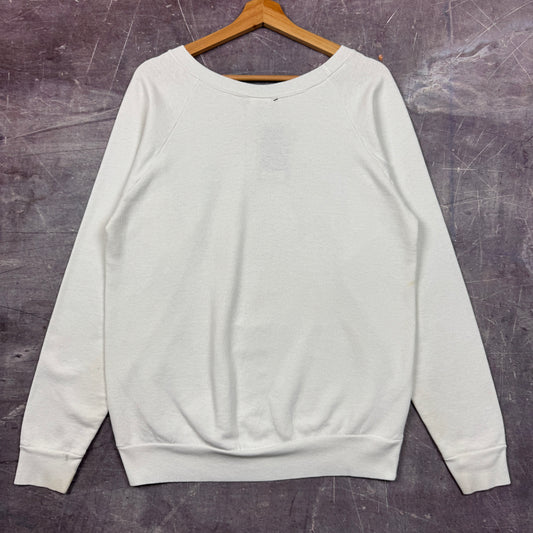 1992 White Chicago Da Bulls Repeat NBA Graphic Crewneck Sweatshirt M 1782