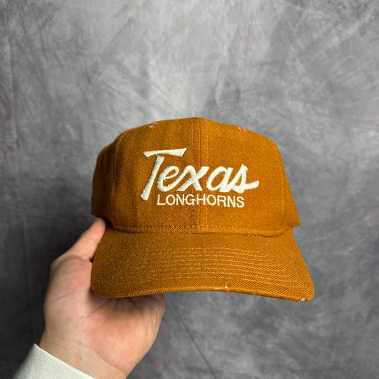 80s Texas Longhorns Sports Specialties Single Line Script Snapback Hat 4633