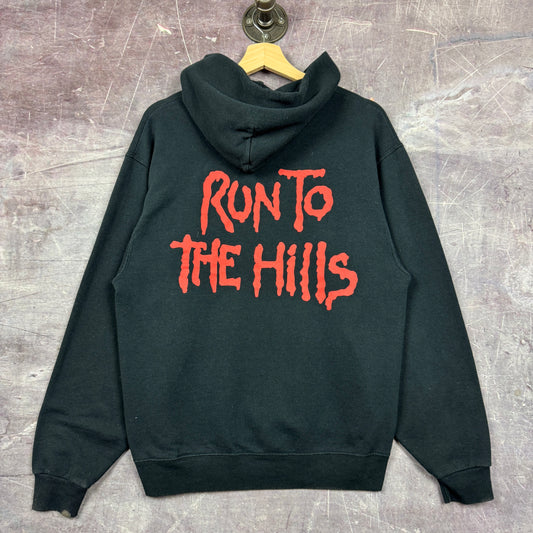 Early 00s Black Iron Maiden Run To The Hills Graphic Hoodie M 1926