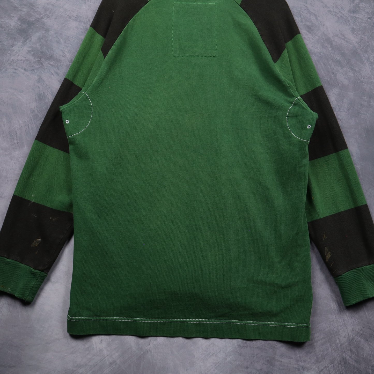 00s Green Gap Striped Sleeve Henley Long Sleeve Shirt 5555