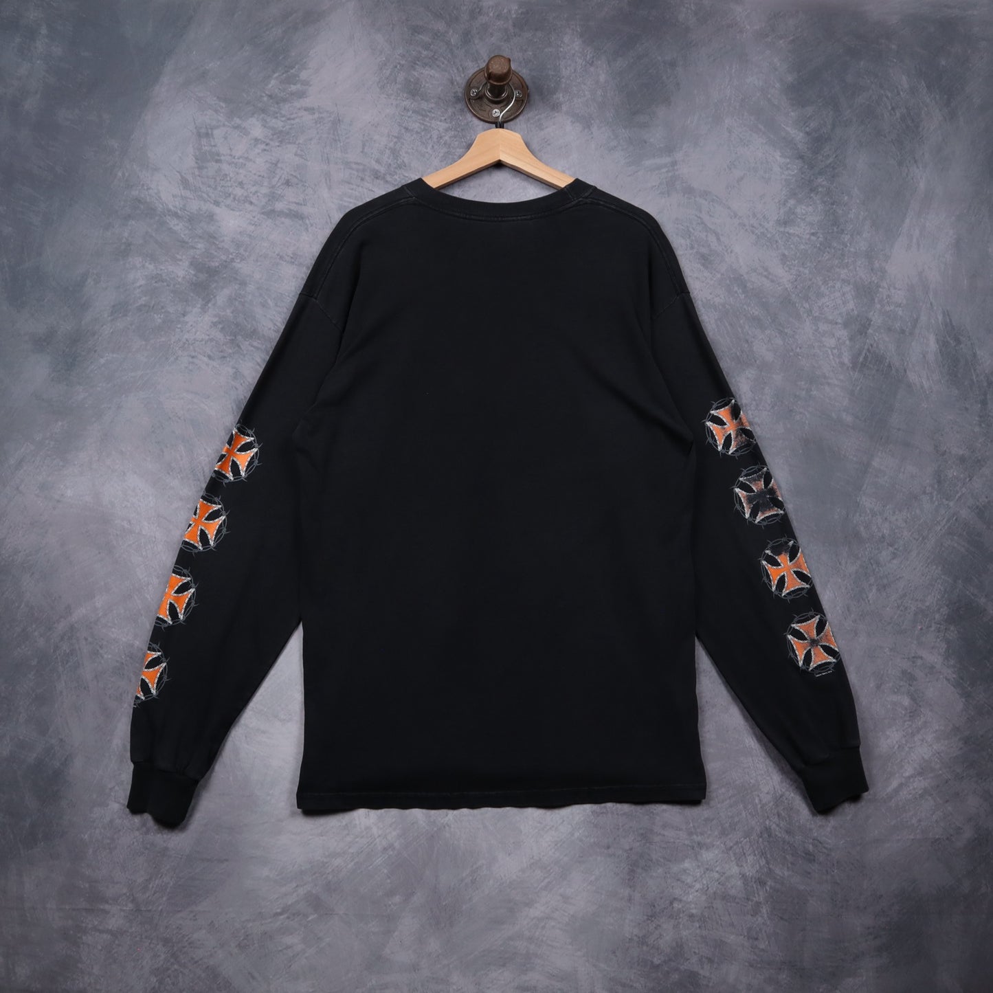 Early 2000s Black Live To Ride Iron Cross Long Sleeve Shirt 4991