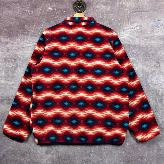 Early 00s Red Blue Patagonia Synchilla Aztec Pattern Snap T Fleece Jacket L 2007