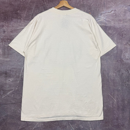 90s White Human-i-Tees Circle of Life Animals Human I Tees Earth Graphic Shirt L 2551