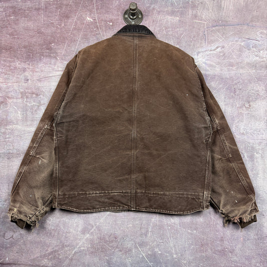 Early 00s Mocha Brown Thrashed Carhartt Arctic Work Jacket L 2374
