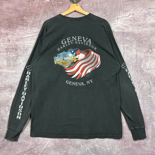 00s Black Harley Davidson Long Sleeve Shirt 3039