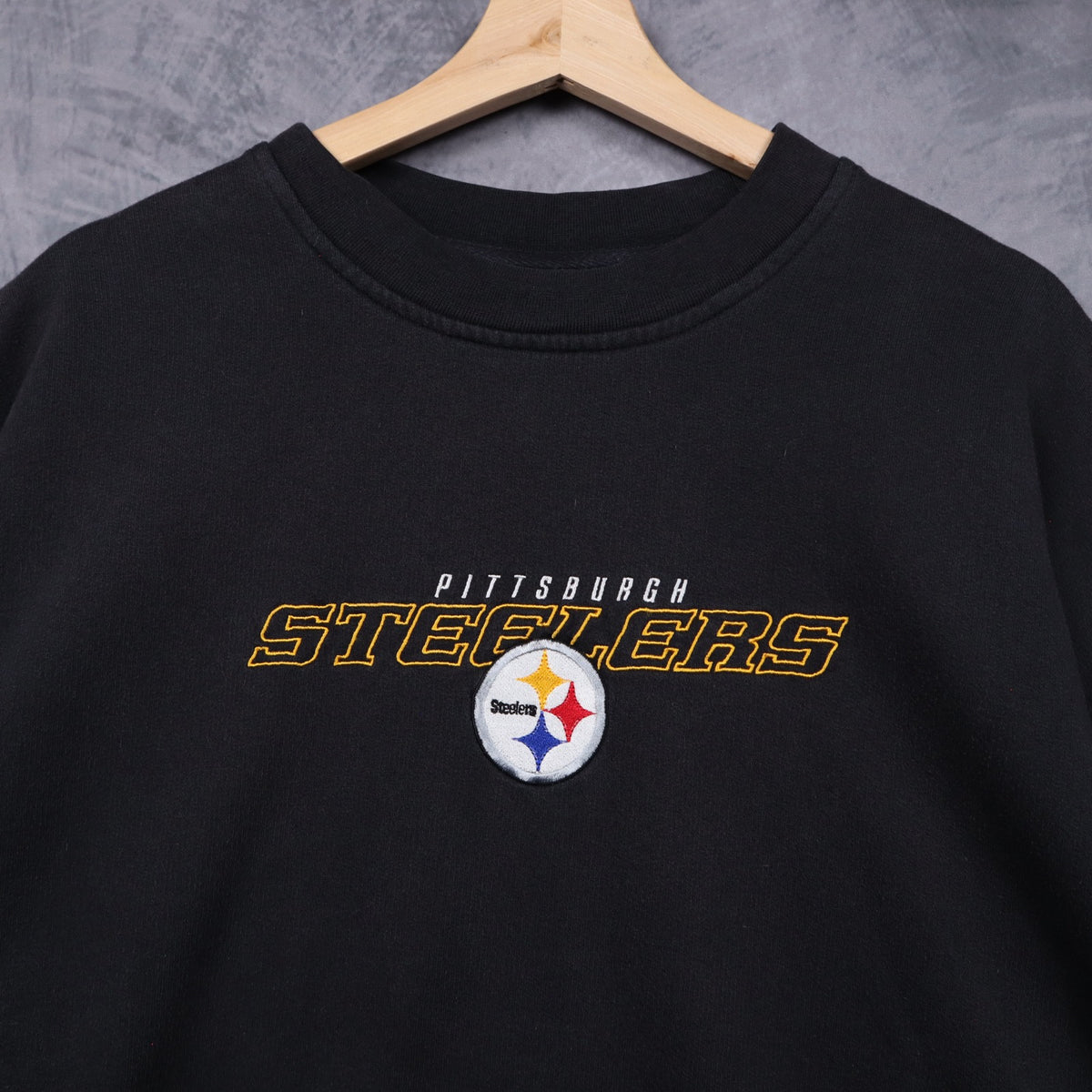 00s Black Pittsburgh Steelers Embroidered Crewneck Sweatshirt 6435
