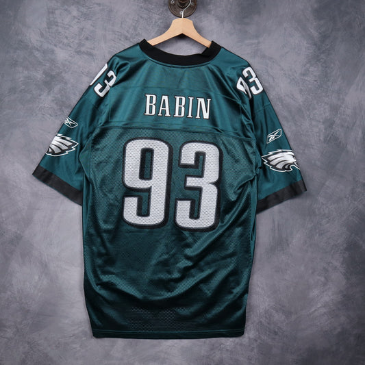 Early 00s Green Philadelphia Eagles Babin #93 Reebok Jersey 6666