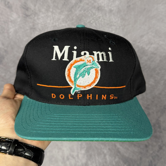90s Black Miami Dolphins Snapback Hat 6821