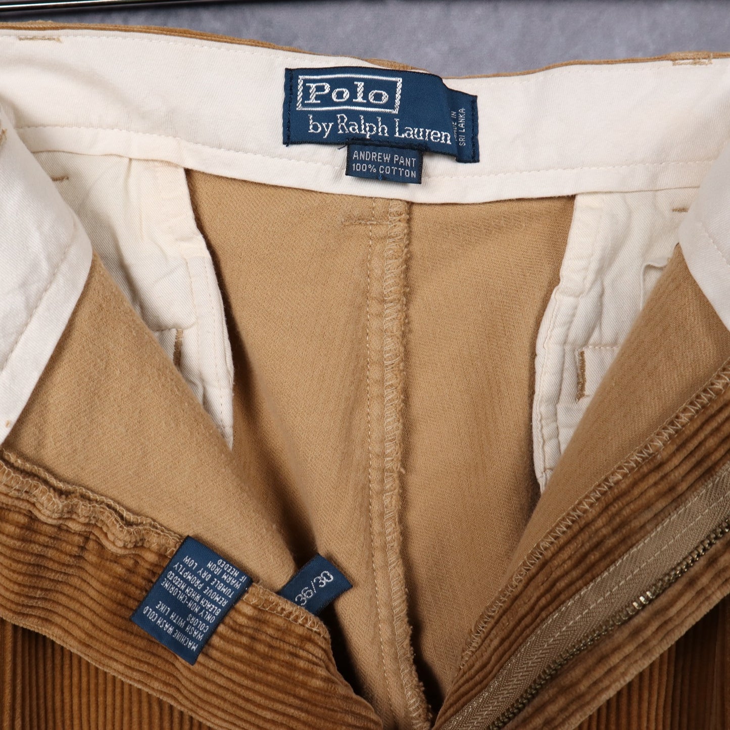 90s Tan Polo Ralph Lauren Andrew Pleated Corduroy Pants 5218