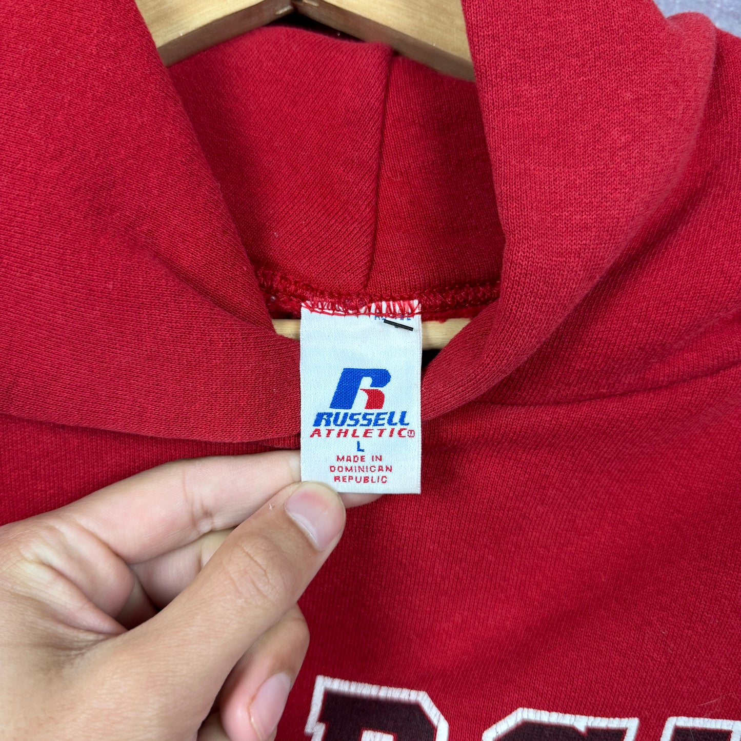 90s Red University of Georgia Bulldogs Russell Athletic Graphic Hoodie L 1954