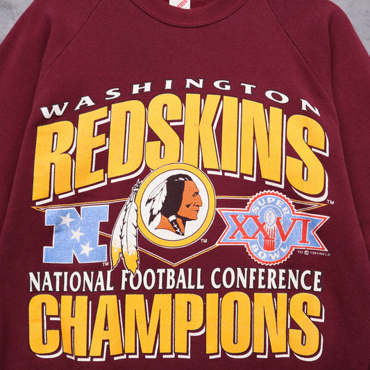 1991 Red Washington Redskins NFC Champions Crewneck Sweatshirt 6419