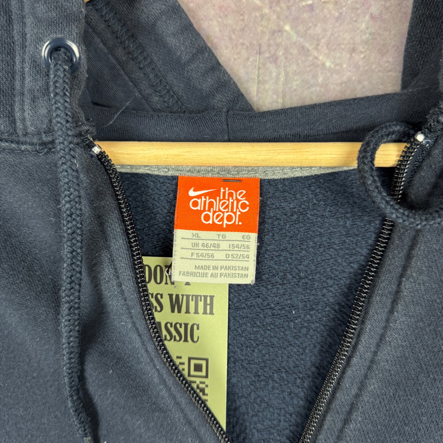 Early 00s Navy Blue Nike Mini Swoosh Essential Logo Zip Up Hoodie L 1982