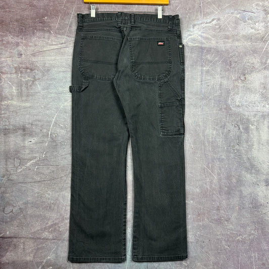 00s Faded Black Dickies Carpenter Work Pants 33x29 2456