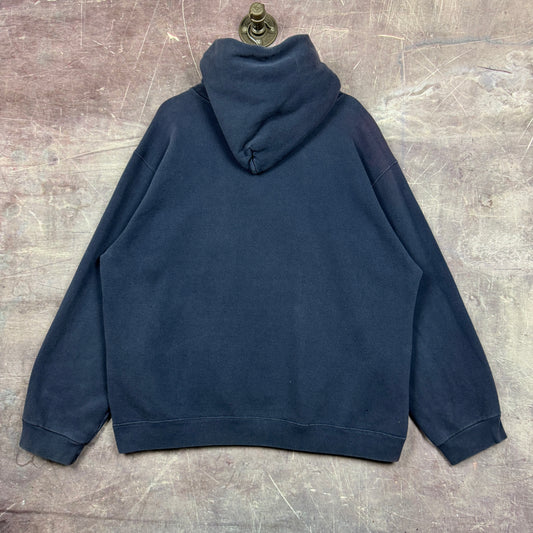 90s Navy Blue Nike Center Swoosh Essential Logo Hoodie XL 1934