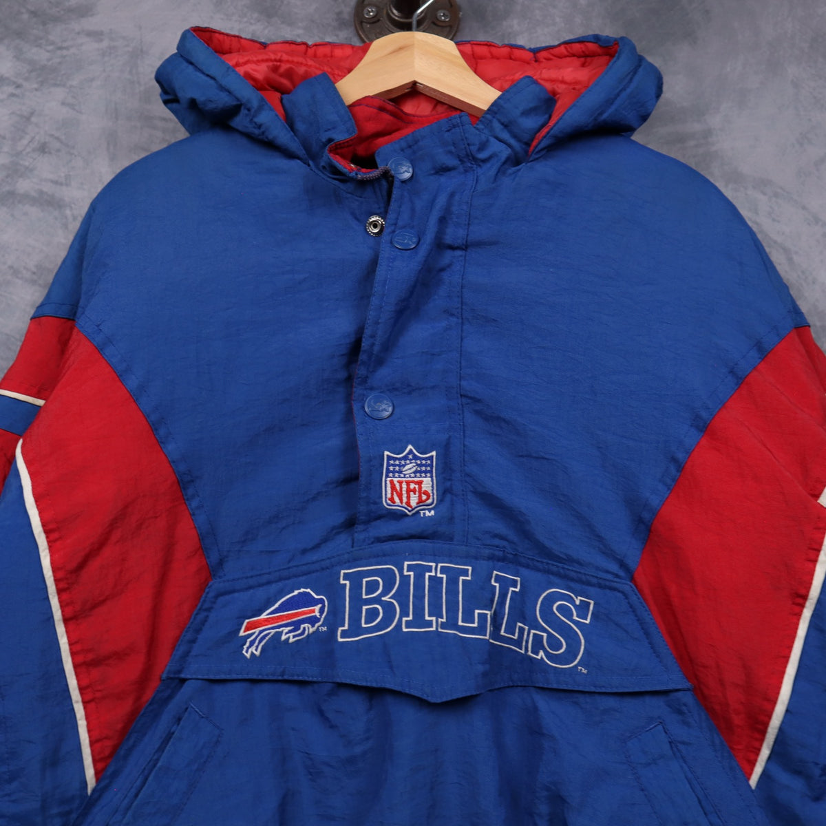 90s Blue Buffalo Bills Starter Pullover Jacket 6511