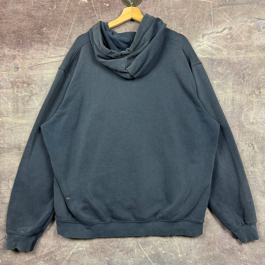 Early 00s Navy Blue Nike Spellout Logo Painter Graphic Hoodie XL 1834