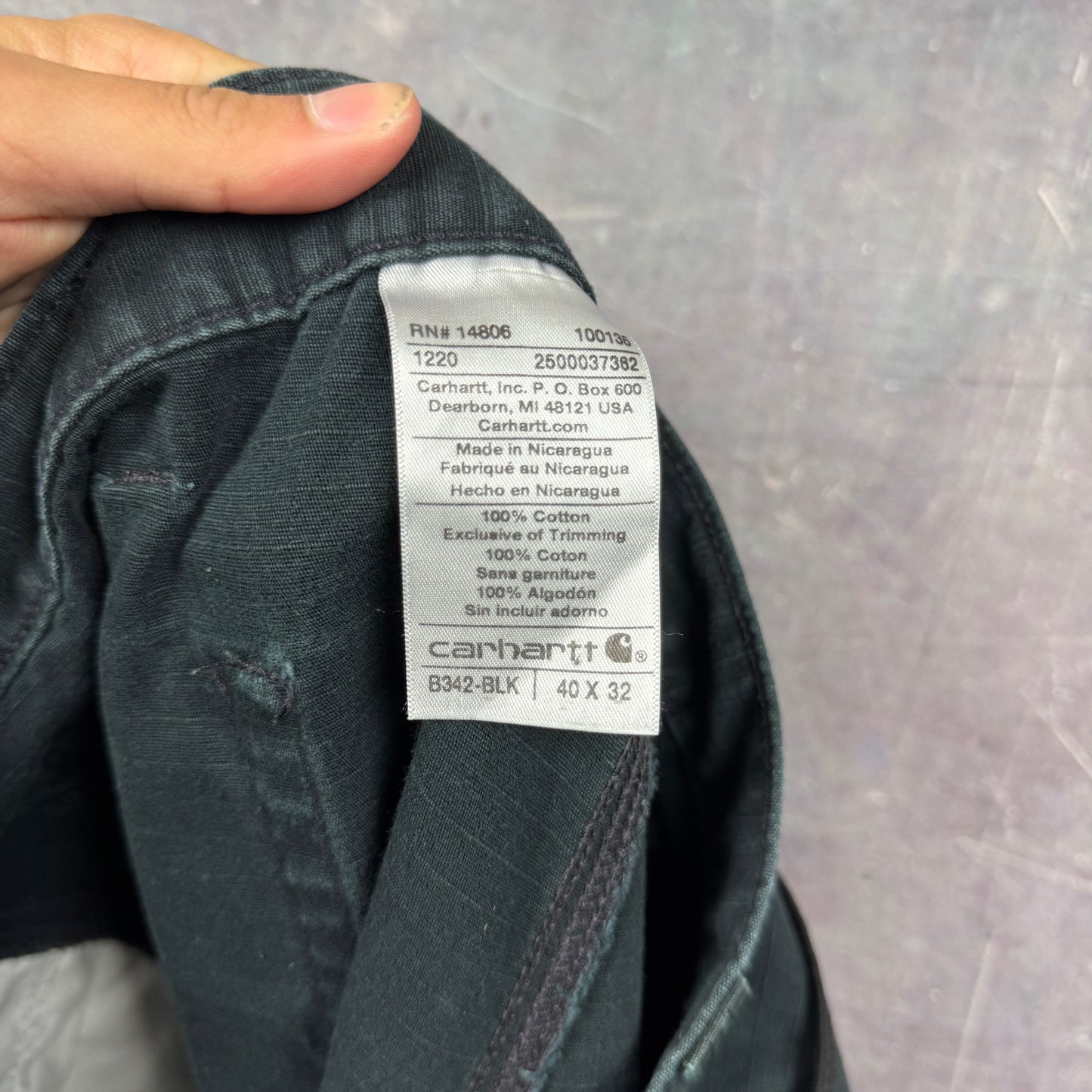 90s Black Carhartt Double Knee Cargo Work Pants 40x30.5 2189