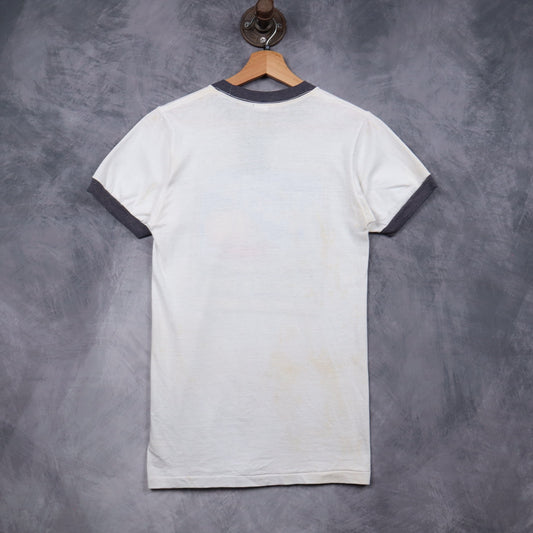 70s White Peaches Records & Tapes Ringer Shirt 5150