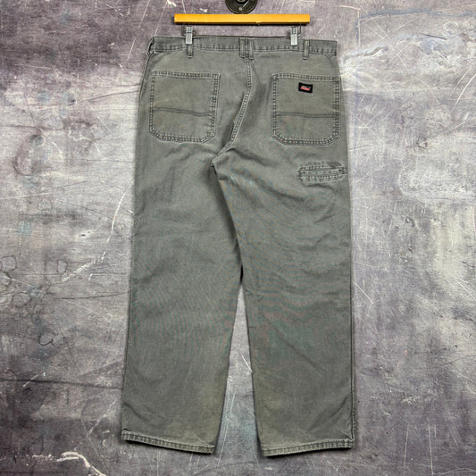 00s Gray Dickies Carpenter Work Pants 37x30 0476