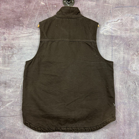 00s Mocha Brown Carhartt Sherpa Lined Work Vest L 2353