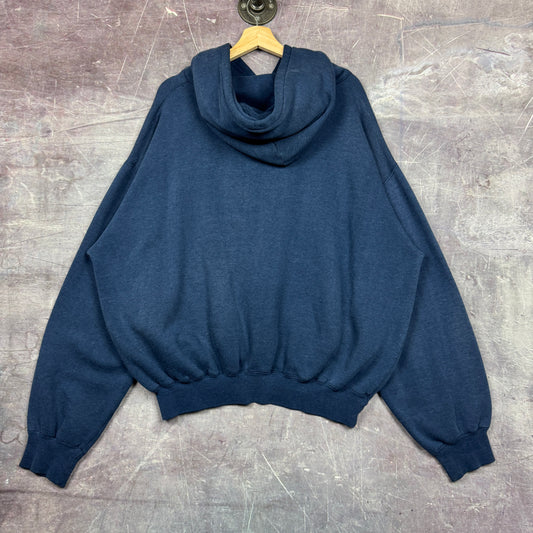 90s Navy Blue Tommy Hilfiger Embroidered Logo Hoodie Boxy XL 1858