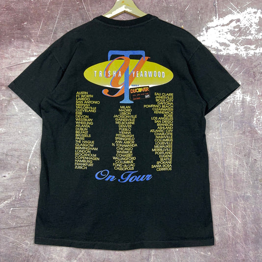 90s Black Trisha Yearwood On Tour Graphic Shirt L 2896