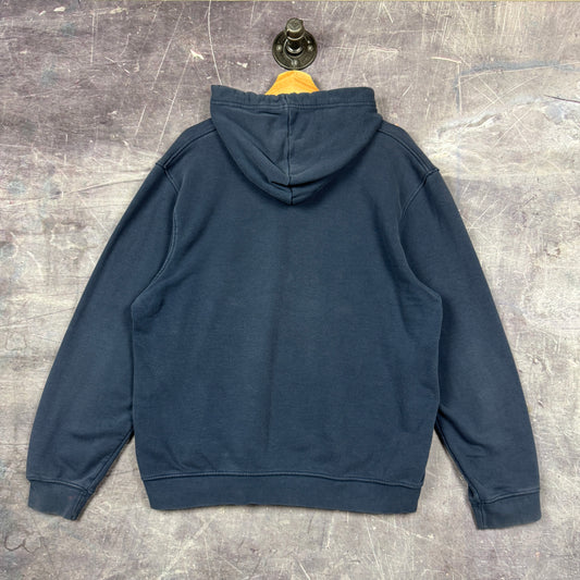 Early 00s Navy Blue Nike Mini Swoosh Essential Logo Hoodie L 0010