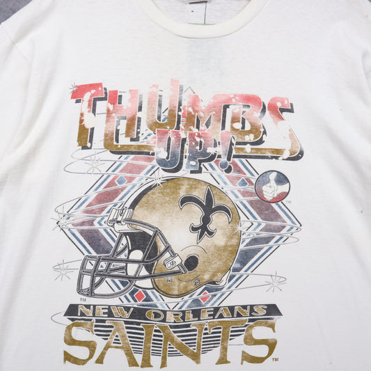 90s White New Orleans Saints Thumbs Up Shirt 6645