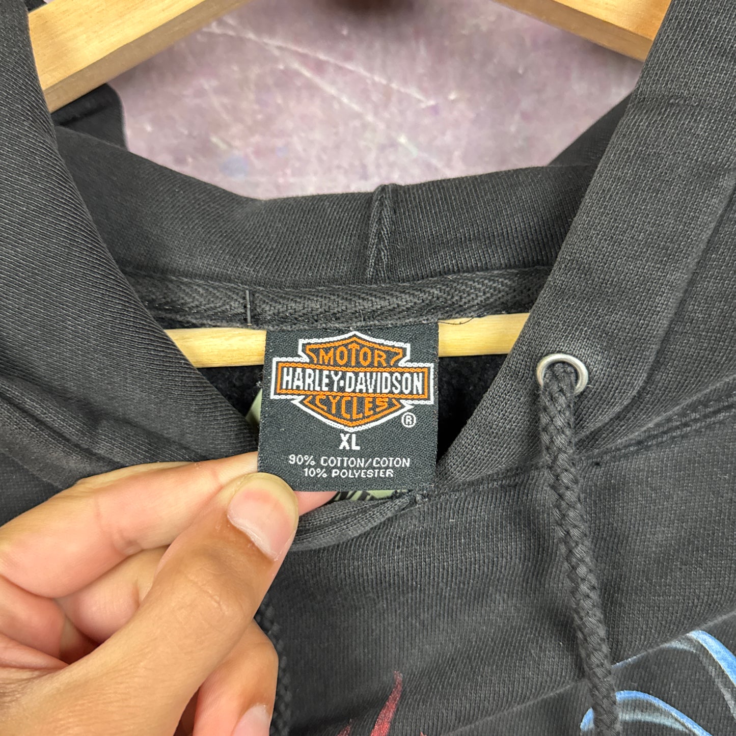 00s Faded Black Harley Davidson Hoodie 3094