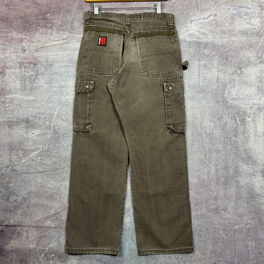 Early 00s Brown Wrangler Riggs Double Knee Cargo Work Pants 30x29 2105