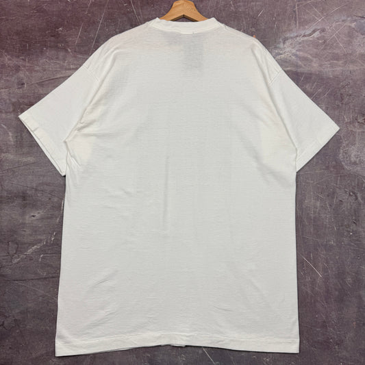 90s White Nature Can't Be Restocked Zebra QR Code Human-i-Tees Graphic Shirt XL 2544