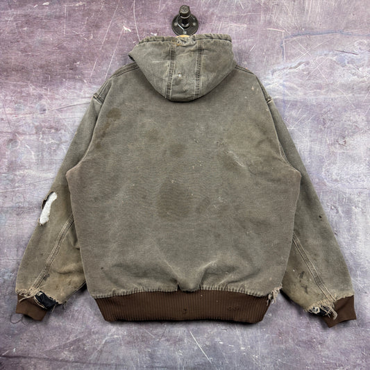 90s Faded Brown Carhartt Hooded Active Jacket XL 1909