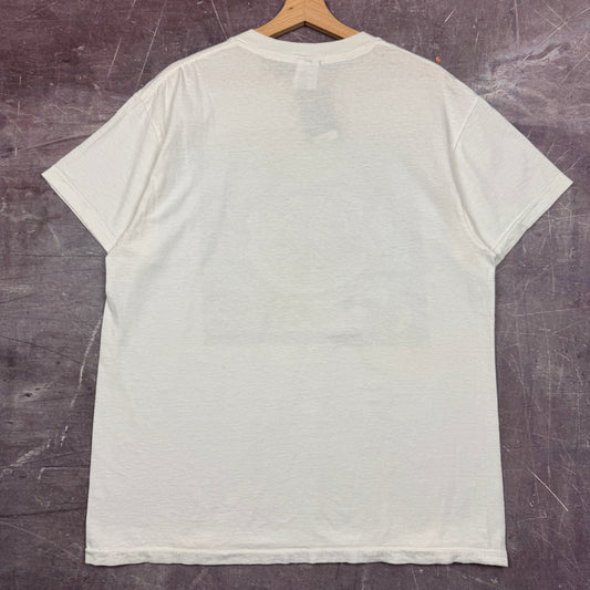 90s White Human-i-Tees Peace Earth Circle Graphic Shirt L 2541